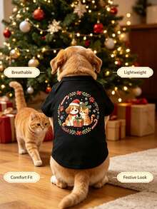 1pc Christmas Print Pet Tank Vest, Breathable Anti‑Shedding Lightweight Comfortable Pet Clothes For Small Dogs & Cats - Multicolor - View 4