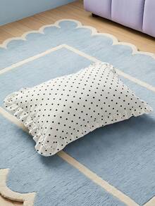 Joivida 1pc White Pillowcase/Cushion Cover With Black Polka Dot Print And Ruffle Trim. Made Of Soft, Breathable 100% Polyester. No Insert Included. Machine Washable, All-Season Use, Ideal For Sofa, Bedroom, Dorm, Bedding, And Gifting. - Multicolor - View 9
