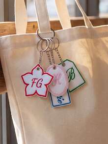 Customized Personalized Embroidered Keychain, Customized Flower Shaped Bag Charm, Unique Birthday, Graduation, Friend And Family Backpack Accessory Gift - Multicolor - View 10