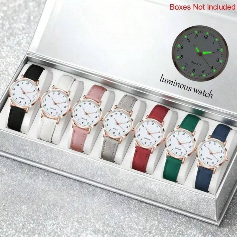 Minimalist Women's Quartz Watch, Elegant & Personalized Suitable For Students, Digital Dial Watch With Comfortable PU Strap, Perfect For Wedding Gift, Bridesmaid Gift, Mother's Day Gift, And Daily Wear, Packaging Box Not Included - Multicolor - View 1