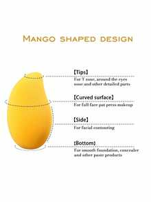 1/3/6pcs Mango Shaped High Rebound Makeup Sponge, Soft And Skin-Friendly, Creates Flawless Base Makeup, Suitable For Liquid Foundation And Loose Powder, Dry And Wet Use, Travel Essential - Multicolor - View 4