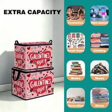 Multi-Size, Multi-Pattern Optional Food Cat Grooming Supplies Leopard Print Valentine's Day Heart & Text Foldable Storage Box, Zippered Handheld Storage Bin, Upgraded Fabric Large Capacity Organizer Box, Suitable For Wardrobe, Dormitory, Under Bed Storage, Organizing Clothes, Bedding, Toys, Miscellaneous Items, Home Moving Organization Storage Box - Multi-color - View 7