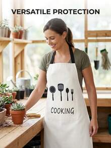 1pc Kitchen Apron Set, Unisex Printed Cooking Apron, Adjustable Neck Strap Chef Apron, Suitable For Home Kitchen Cooking, Baking And Grilling, Kitchen Essential, Christmas Gift, Women's Halloween Costume, Home Decor - Multicolor - View 3