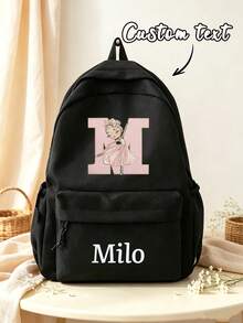 Ransel Perjalanan Fashion Kustom, Ransel Alfabet 26 Huruf yang Dipersonalisasi, Ransel Kasual Warna Polos Nilon yang Dipersonalisasi - MultiWarna - View 4