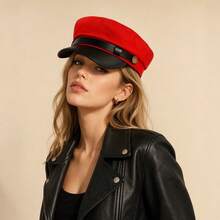 1pc Women's Street Fashion Beret Casual Navy Flat Top Hat Suitable For Spring/Autumn Travel, Beach, Party - Multicolor - View 3