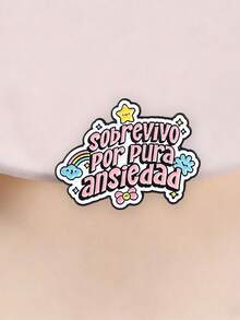 QIHOO 1PC Kawaii Enamel Pin "I Survive Pure Anxiety", Funny Badge With Star Rainbow Flower, Metal Lapel Pin For Backpack Denim Jacket, Gift For Friends - Multicolor - View 2