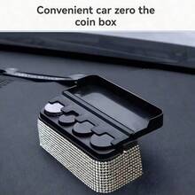 1pc Rhinestone Car Coin Storage Box, Personalized Coin Organizer, Compact Change Holder, Car Interior Decor & Small Item Storage - Rhinestone Coin Box - View 4