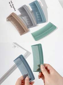 Multi-Color Minimalist Electroplated Hair Comb, Portable Small Comb For Women, Anti-Static Hair Styling Comb, Mini Plastic Hair Comb For Carrying - Multicolor - View 4