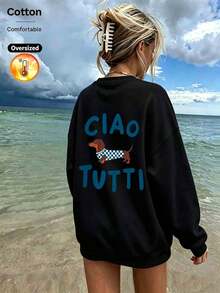 2026 Autumn/Winter Custom Loose Black Pullover Hood - Black - View 2