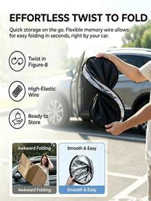 1pc Portable Universal Car Front Windshield Sun Shade, Car Interior Heat Insulation Front Windshield Cover, Summer Car Front Windshield Sun Shade, UV Protection Heat Insulation Sun Shade, RV Essential, Car Cover, Car Accessories, Camping - A - View 6