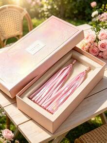 1/2/3bags Pink Iridescent Paper Tassel Garland, Shimmer Metallic Fringe Banner Birthday Bridal Shower, Wedding Backdrop Decorations (Gift Box Packaging) - Iridescent Paper Tassel Pink - View 4
