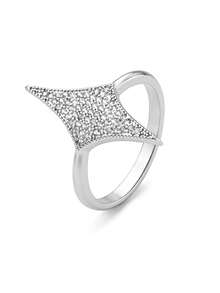 Ashenrae 1pc Elegant Personalized Four-Pointed Star Shaped Cubic Zirconia Inlaid Women Fashion Ring - Multicolor - View 2