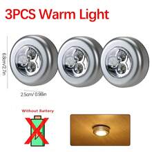 Lampu LED Tombol Tekan Warna Perak, Lampu Malam Kabinet Nirkabel 3 LED, Desain Tombol Tekan Bulat Cahaya Kuning/Putih, Lampu Dinding Cocok Untuk Penerangan Rumah, Lorong, Kamar Mandi, Kamar Tidur, Dapur, Kabinet, Tangga, Penerangan Asrama (Baterai Tidak Termasuk) - Casing perak - View 10
