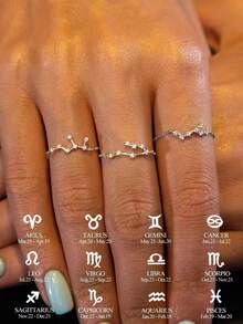 ESBERRY 1pc Minimalist Fashionable Zirconia Ring For Women, Versatile Daily Wear - Silver - View 2