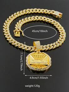 Men's Hip Hop Last Supper Round Pendant Necklace, Full Rhinestone Studded Cuban Chain, European & American Rap Streetwear Accessory - The Last Supper - Style a - View 8