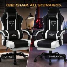 Fabric Gaming Chair With Footrest, Ergonomic Computer Desk Chair With Pocket Spring Cushion Home Office High Back Lumbar Support Heavy Duty Wide - White - View 7