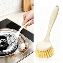 1pc Long Handle Kitchen Cleaning Brush, Plastic Dish Scrub Brush For Pots, Pans, Cutting Boards, Non-Stick Oil, Hanging Design, Stove Top Cleaning Brush - Multicolor - View 13