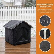 Outdoor Air-Conditioned Cat House Designed For Cats, Comfortable Insulated Cat Bed With Opening And Windproof Curtain, Waterproof Sun-Proof Snow-Proof Pet House, Durable Non-Collapsing Cat Nest Suitable For All Seasons - one-size - View 3