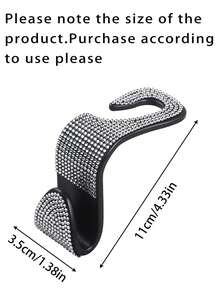 4/2/1pcs Car Seat Headrest Hooks Shiny Crystal Headrest Hook, Car Rear Seat Hook Back Row Hook For Wallet Handbag Clothing Grocery Bag Red - A - View 12