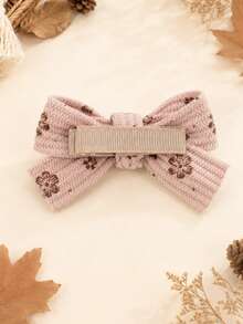 10pcs Floral Print Bow Hair Clips, Flower Girl Style Wrap-Around Crocodile Clips, Autumn Daily Children Hair Accessories - Multicolor - View 7