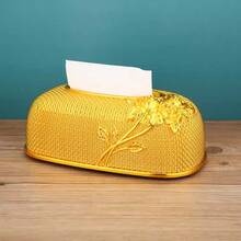 1pc Gold European Court Rose Embossed Dining Table Tissue Storage Box Bohemian Style Living Room Kitchen Bathroom Romantic Decorative Tissue Box Ornament, Suitable For Clubs, Restaurants, Hotels, Tea Houses, Parties, Dormitories, Cafeterias, Bars - Gold - View 4