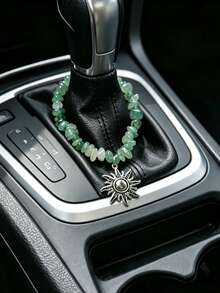 1pc Asymmetrical Crushed Stone Chain Alloy Sun Pendant Car Gear Shift Hanging Decoration Interior Car Decor Accessory - A - View 7
