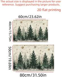 1pc 2D Flat Christmas Pine Forest Snowflake Bathroom Mat, Faux Cashmere Fluffy Carpet, Machine Washable, Room Decor Suitable For Doorway, Kitchen, Bathroom, Shower, Home Decoration - A - View 6