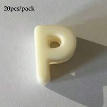20顆米色壓克力大孔字母珠 A-Z，DIY手工配件，可用於製作鑰匙圈與手機配件，適合創意手工藝 - 米色 - 查看 14