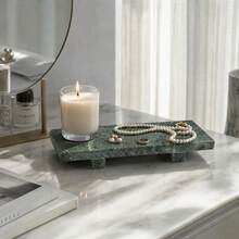 Luxury Marble Tray, Used For Jewelry, Cosmetics, Scented Candles, Watches, Lipsticks And Fragrance Storage, Decorative Storage Tray For Bathroom, Entryway And Vanity - Green - View 7