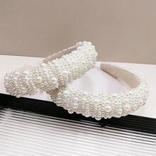 1pc Baroque Sponge Pearl Handmade Headband, Luxury Fashion Wide Headband, Suitable For Evening Party - Multicolor - View 2
