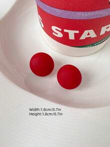 1 Pair Of Casual Popular Round Lacquered Ear Studs - Red - View 2