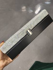 1pc Luxury Sparkling Artificial Rhinestone Lipstick Mechanical Watch Storage Box, Multi-Slot Dust-Proof Watch Display Box For Men And Women, Gift - Silver - View 7