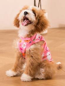 LUCKIE LABO 2pcs/Set Halloween LOVE Funny Print Pet Vest, Physical Flea Prevention, Reduce Shedding, Insulated & Breathable, Suitable For Small And Large Dogs And Cats, Indoor And Outdoor - Multicolor - View 3