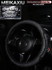 MEIKAXIU Fabric Metallic Pink Glitter Bling Starry Sky Dynamic 3D New Car Steering Wheel Cover Without Inner Ring Fits 38cm Steering Wheel Car Decoration Accessory For Women - Sparkling Starry Sky Dynamic Style - View 3