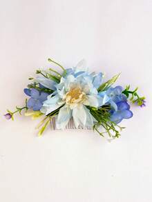 DUOJIAOYAN 1pc New Style Artificial Fabric Solid Color Flower Greenery Hair Comb Suitable For Daily Side Updo Half-Up Hairstyle Wedding Styling Women Dress Up Photography - Multicolor - View 12