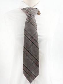 Brown Houndstooth Men's Tie Vintage Plaid Necktie Suitable For Business, Wedding And Daily Wear - Khaki-b - View 5