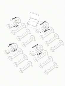 16 khuyên mũi acrylic trong suốt và màu nude kèm hộp đựng, thiết kế mặt phẳng tối giản, phù hợp đi làm, đeo hàng ngày, chơi thể thao và đi học - 16 cái - Xem 5
