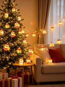 1pc Christmas Santa Claus & Gift Box LED String Lights, Warm Glow Festive Fairy Lights For Christmas Tree, Window, Fireplace & Holiday Home Decor - Multicolor - View 5