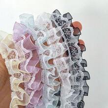 2yard Chiffon Pleated Ruffle Trim, 1 Yard DIY Skirt Hem Decorative Sewing Lace For Clothing Crafts - B - View 4