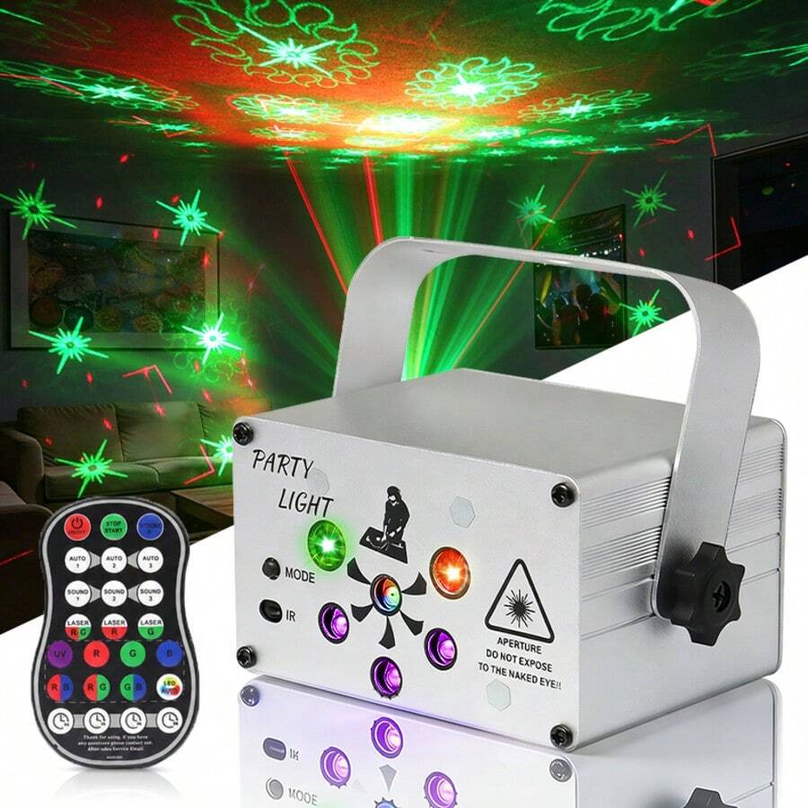 Halloween Laser Projection Light, UV Purple DJ Disco Party Light With 120 Effects, Voice Controlled RGB Stage Light, Atmosphere Light, Remote USB Plug-In Christmas Birthday Party Decoration Night Light, Used For Family Gatherings, Weddings, KTV Clubs