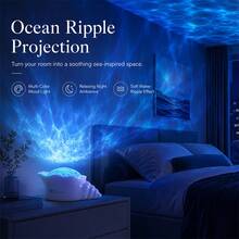 Shell Ocean Wave Projection Night Light, 7-Color RGB LED Starry Sky Projection Lamp With 5 White Noise Sound Effects, USB Powered Dimmable Timer Decorative Light, Suitable For Bedroom Home Party Decoration - Water ripple - View 2