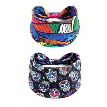 Women's Halloween Party Wide Non-Slip Thick Headband 2pcs Set, Soft Comfortable Elastic Role Play Hair Hoop, Fashion Unique Women's Hair Accessory - Multicolor - View 12