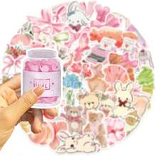 DAFENNI 50 Sheets Of Pink Fun Stickers For Notebooks, Suitcases, Phone Cases, And Thermoses, Non-Repeating Designs - Multicolor - View 8