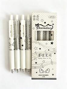 1pc/4pcs Cute Star Clickable Gel Pens 0.5mm Black ST Nib Quick Dry Smooth Writing Student Exam Practice Water-Based Pen Back To School Stationery Small Gift Class Reward Prize - Multicolor - View 7