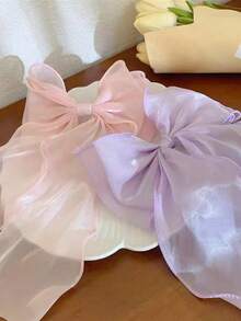 1 قطعة مشبك شعر بفيونكة بنفسجية مع شبكة خلفية، إكسسوار شعر نسائي مناسب للارتداء اليومي، إكسسوار شعر متعدد الاستخدامات بأسلوب ربيعي للتصوير - الأرجواني - مشاهدة 4