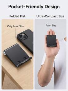 1/2 Foldable Phone Stand, Portable Metal Phone Holder With Stable Triangular Support And Front Tray, Compact Desktop Phone Stand For Hands-Free Video Watching, Live Streaming, Office, Study, Charging And Travel Use - Multiple Styles - View 6