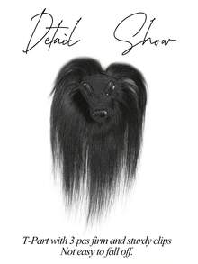Real Human Hair Toppers With Bangs Silk Base 3 Clips Hairpiece Natural Black Straight Human Topper Hairs For Women Daily Wear #1B - Natural Black - View 14
