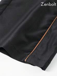 ZenBolt Dark Tone Colorblock Drawstring Casual Pants, Loose Fit High Street Men's Wear - Black - View 8