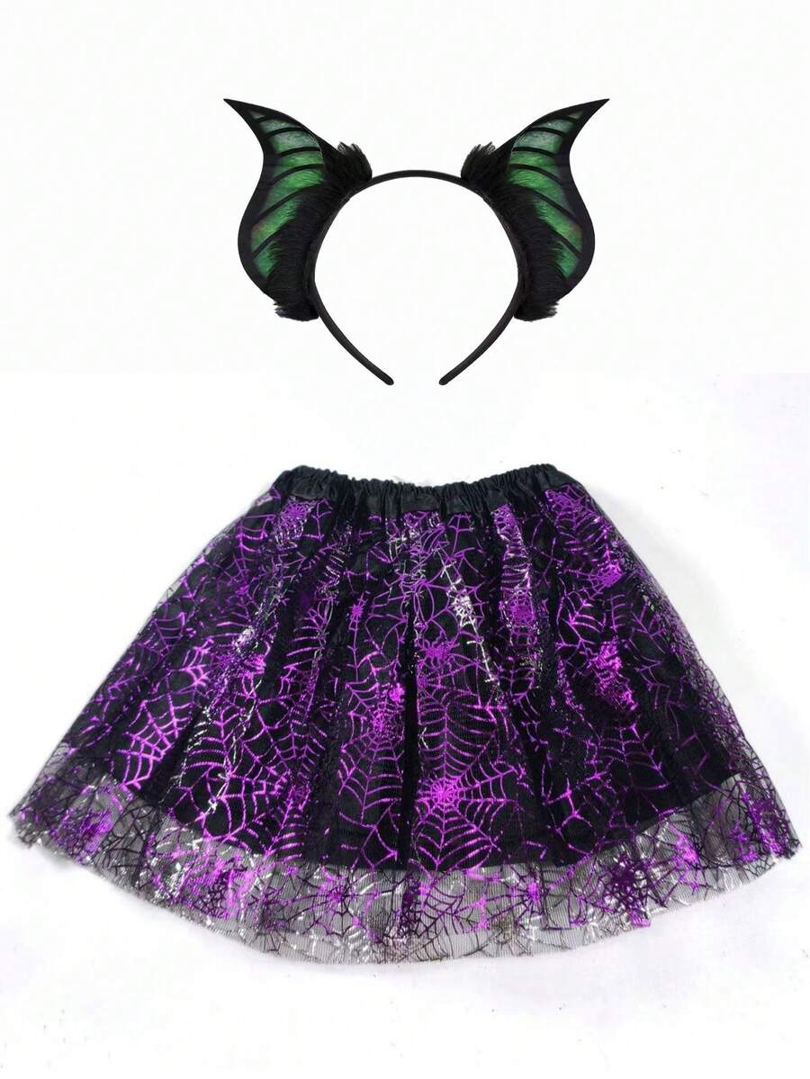 1 Set Innovative Top Spider & Bat Costume Outfit, Suitable For Halloween Carnival Masquerade Party Performance, Cosplay Large Event Performance Costume Combination - Multicolor - View 1