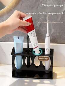 1pc Z-Shaped Toothbrush & Toothpaste Holder, Suitable For Bathroom/Kitchen And Bedroom, Multi-Functional Storage Rack Razor Holder Desktop Organizer Accessory, Bathroom Decor Accessory, Multi-Functional Storage Rack, Kitchen Storage Organizer, Home Decor - Multicolor - View 5